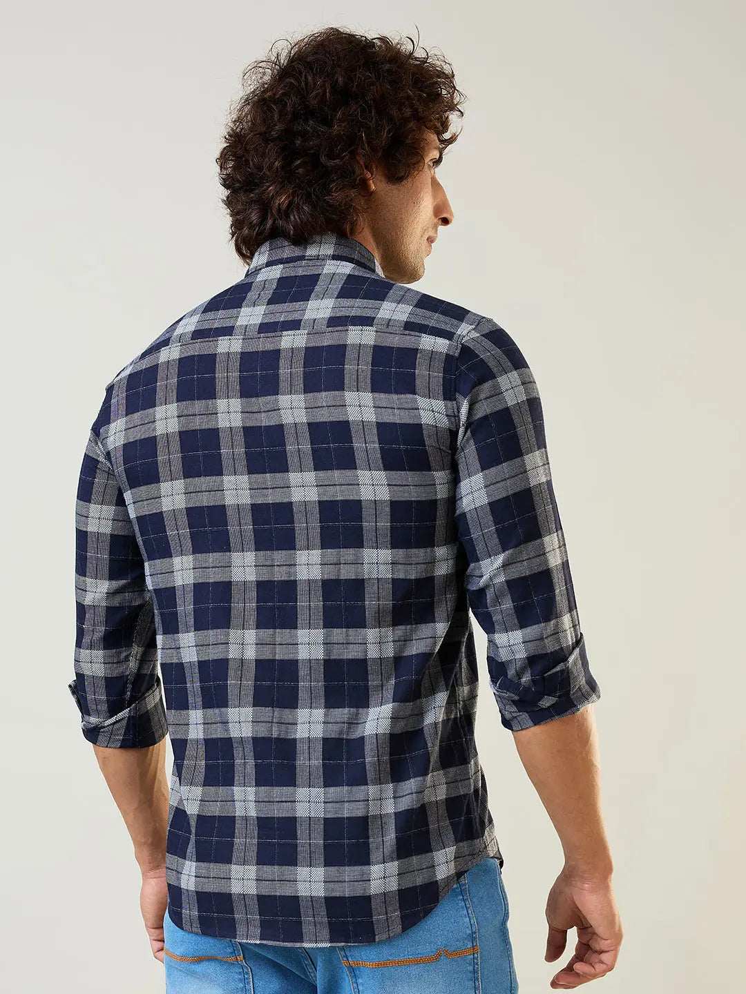 Navy Checkered Regular Fit Shirt TIM PARIS
