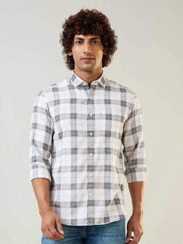 White Checkered Regular Fit Shirt TIM PARIS