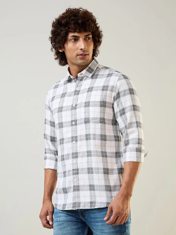 White Checkered Regular Fit Shirt TIM PARIS