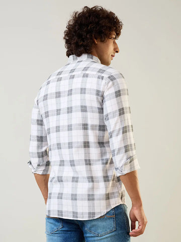 White Checkered Regular Fit Shirt TIM PARIS