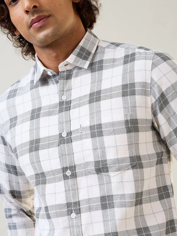 White Checkered Regular Fit Shirt TIM PARIS