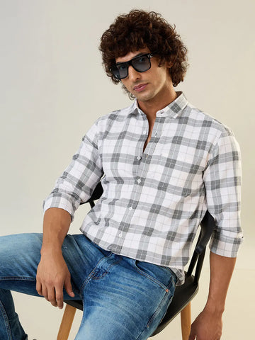 White Checkered Regular Fit Shirt TIM PARIS
