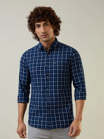 Blue Checkered Regular Fit Shirt TIM PARIS