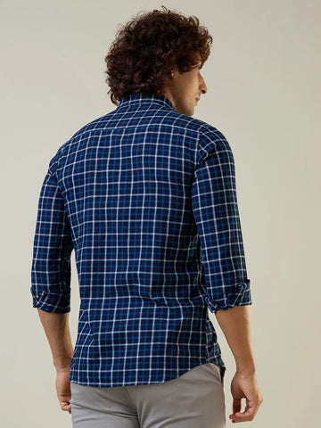 Blue Checkered Regular Fit Shirt TIM PARIS