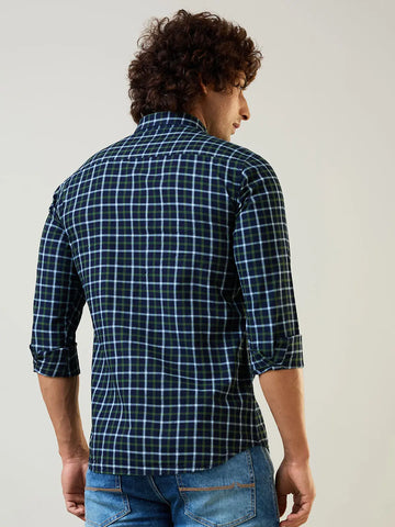 Green Checkered Regular Fit Shirt TIM PARIS