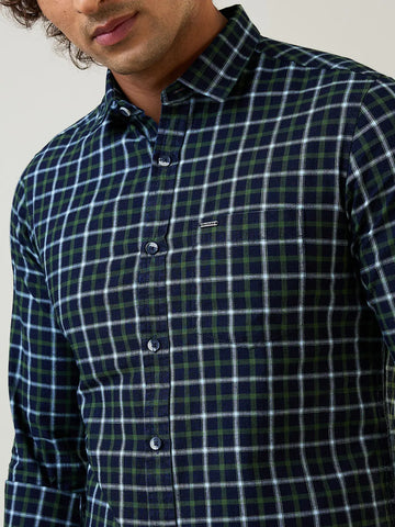 Green Checkered Regular Fit Shirt TIM PARIS