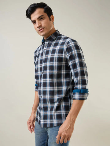 Black Checkered Regular Fit Shirt TIM PARIS