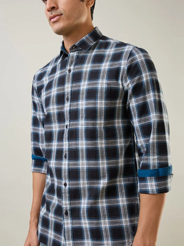 Black Checkered Regular Fit Shirt TIM PARIS