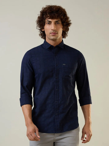 Navy Checkered Regular Fit Shirt TIM PARIS
