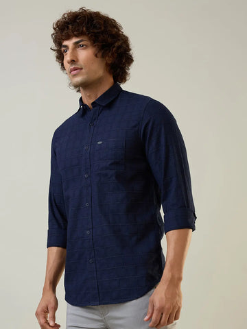 Navy Checkered Regular Fit Shirt TIM PARIS