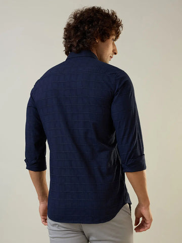 Navy Checkered Regular Fit Shirt TIM PARIS
