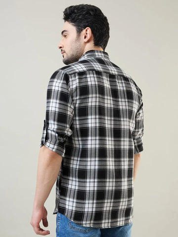 Black Checkered Regular Fit Shirt TIM PARIS