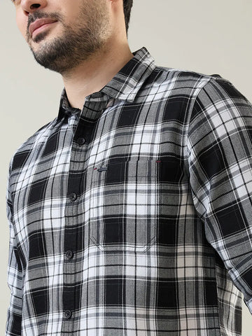 Black Checkered Regular Fit Shirt TIM PARIS