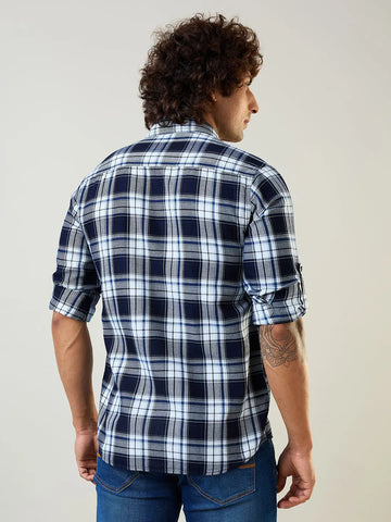 Navy Checkered Regular Fit Shirt TIM PARIS