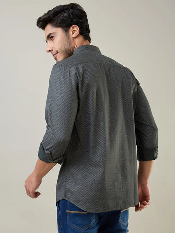 Green Printed Regular Fit Shirt TIM PARIS