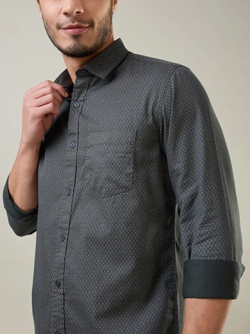 Green Printed Regular Fit Shirt TIM PARIS