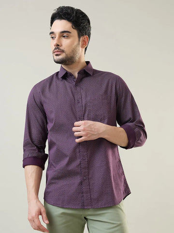 Purple Printed Regular Fit Shirt TIM PARIS