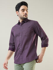 Purple Printed Regular Fit Shirt