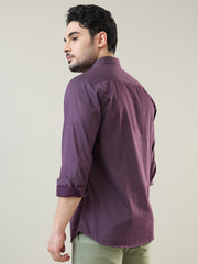Purple Printed Regular Fit Shirt