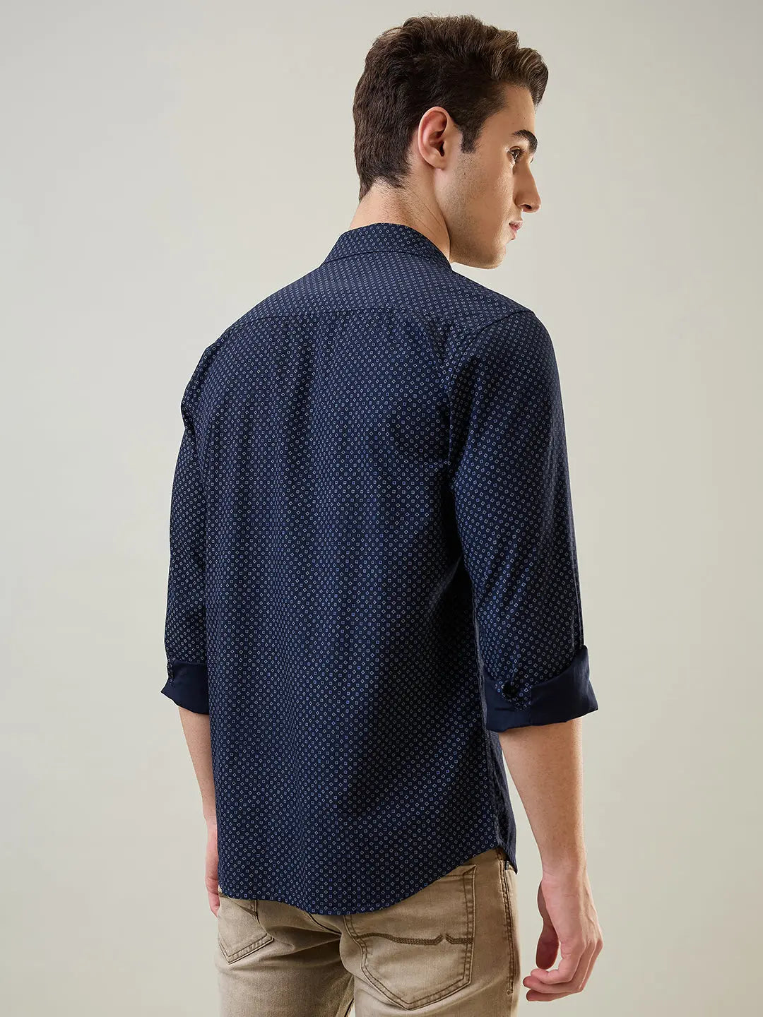 Navy Printed Regular Fit Shirt TIM PARIS