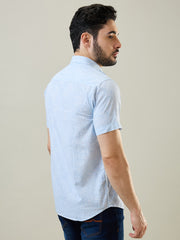 Sky Blue Printed Half Sleeve Shirt
