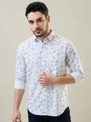 Blue Printed Regular Fit Shirt TIM PARIS