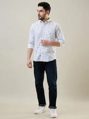 Blue Printed Regular Fit Shirt TIM PARIS