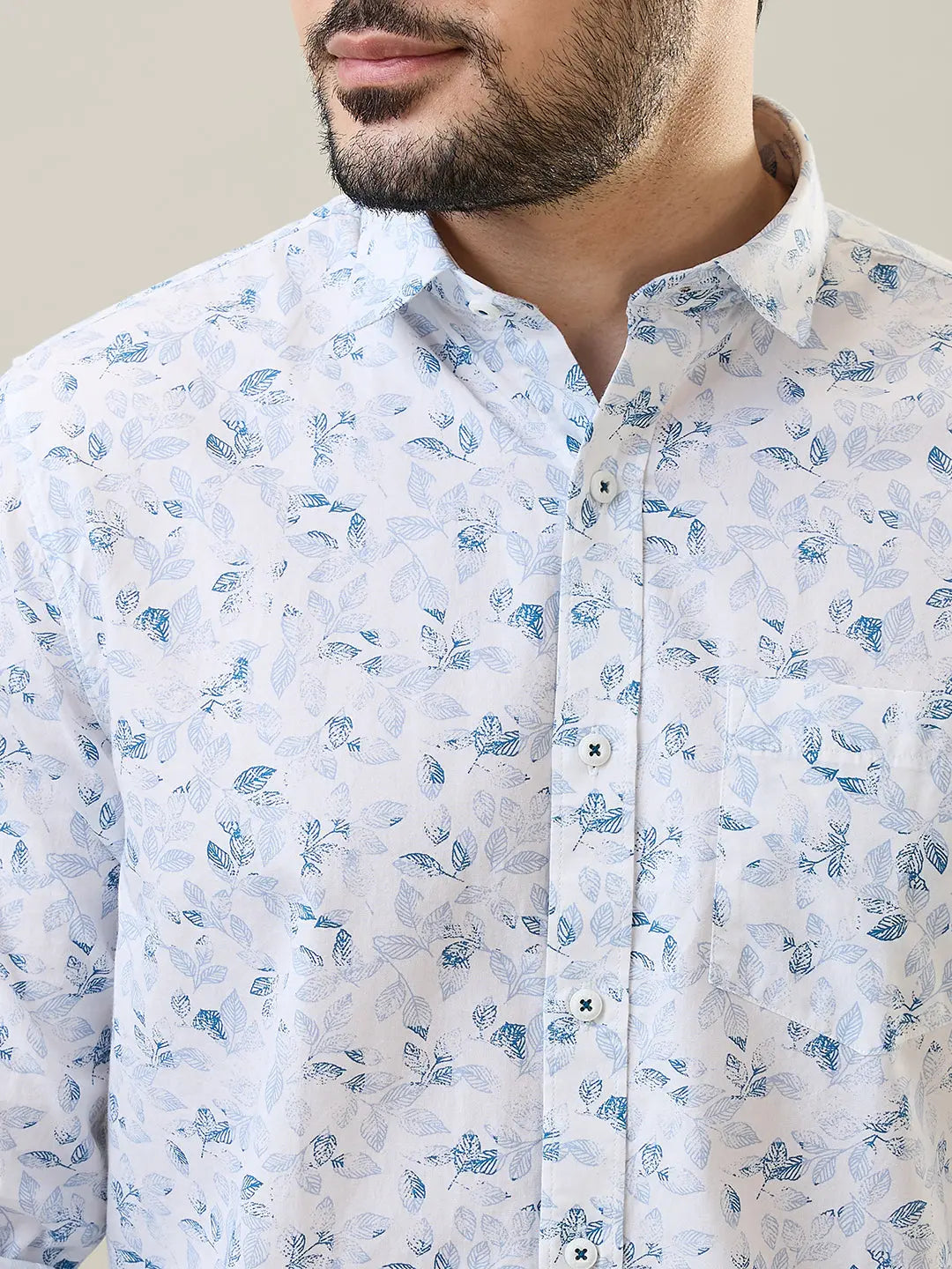 Blue Printed Regular Fit Shirt TIM PARIS