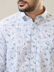 Blue Printed Regular Fit Shirt TIM PARIS