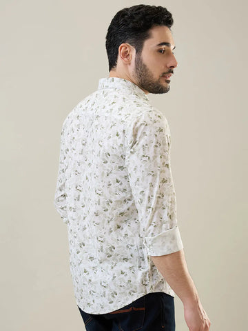 Green Printed Casual Shirt Tim Paris