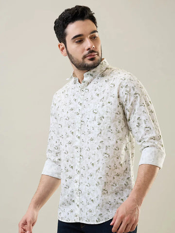 Green Printed Casual Shirt Tim Paris