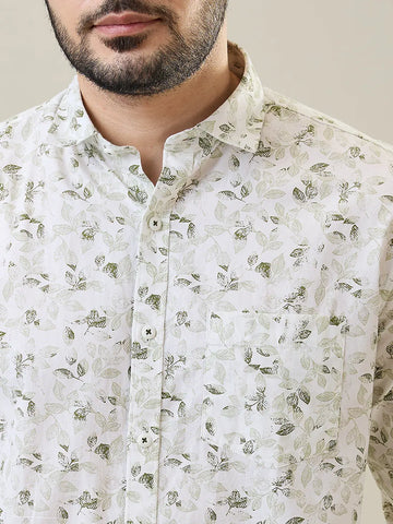 Green Printed Casual Shirt Tim Paris