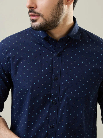 Navy Printed Casual Shirt Tim Paris