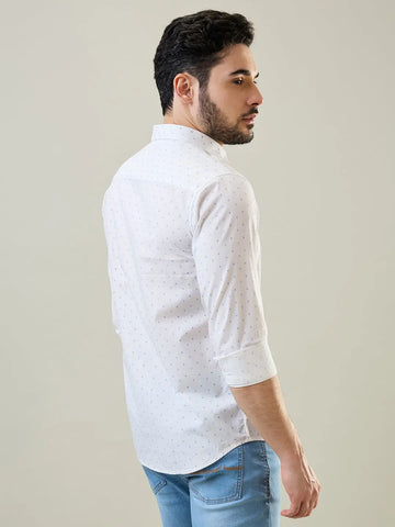 White Printed Casual Shirt Tim Paris