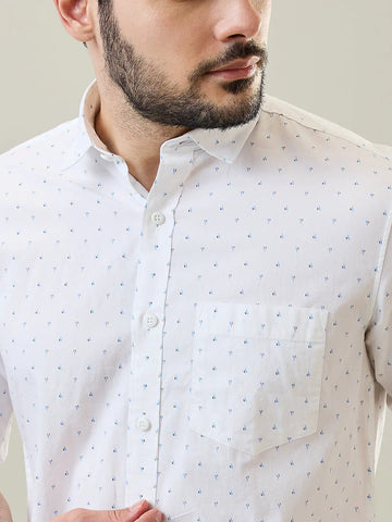White Printed Casual Shirt Tim Paris