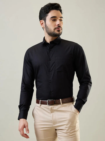 Black Solid Shirt Tim Paris