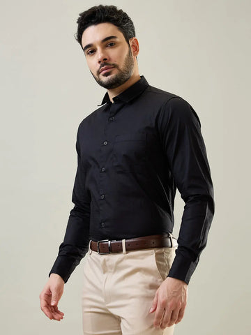 Black Solid Shirt Tim Paris