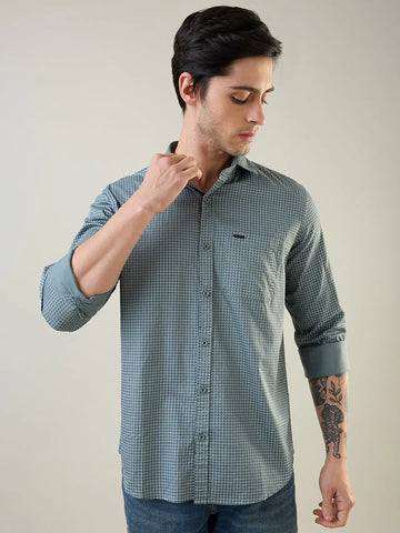 Green Printed Regular Fit Shirt TIM PARIS