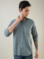 Green Printed Regular Fit Shirt