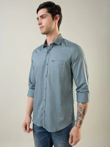 Green Printed Regular Fit Shirt TIM PARIS