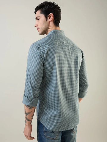 Green Printed Regular Fit Shirt TIM PARIS