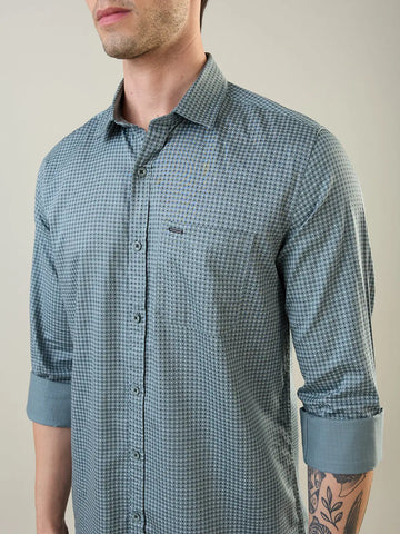 Green Printed Regular Fit Shirt TIM PARIS