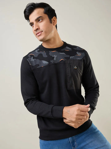 Black Printed Sweatshirt Tim Paris