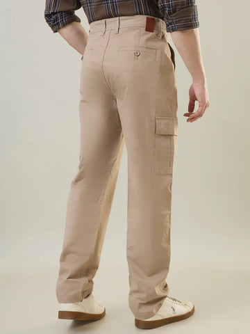 Beige Relaxed Fit Cargo Pant Tim Paris