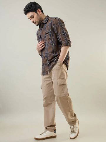 Beige Relaxed Fit Cargo Pant Tim Paris