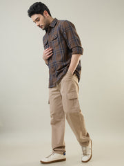 Beige Relaxed Fit Cargo Pant