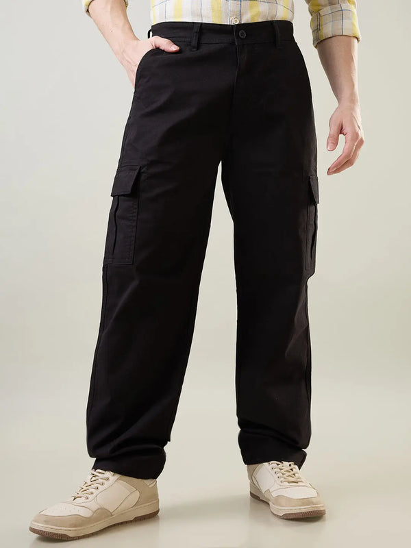 Black Relaxed Fit Cargo Tim Paris