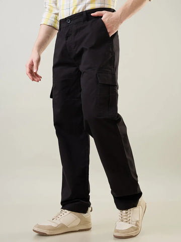Black Relaxed Fit Cargo Tim Paris