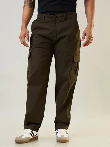 Olive Green Relaxed Fit Cargo Tim Paris