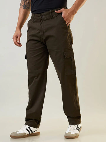 Olive Green Relaxed Fit Cargo Tim Paris